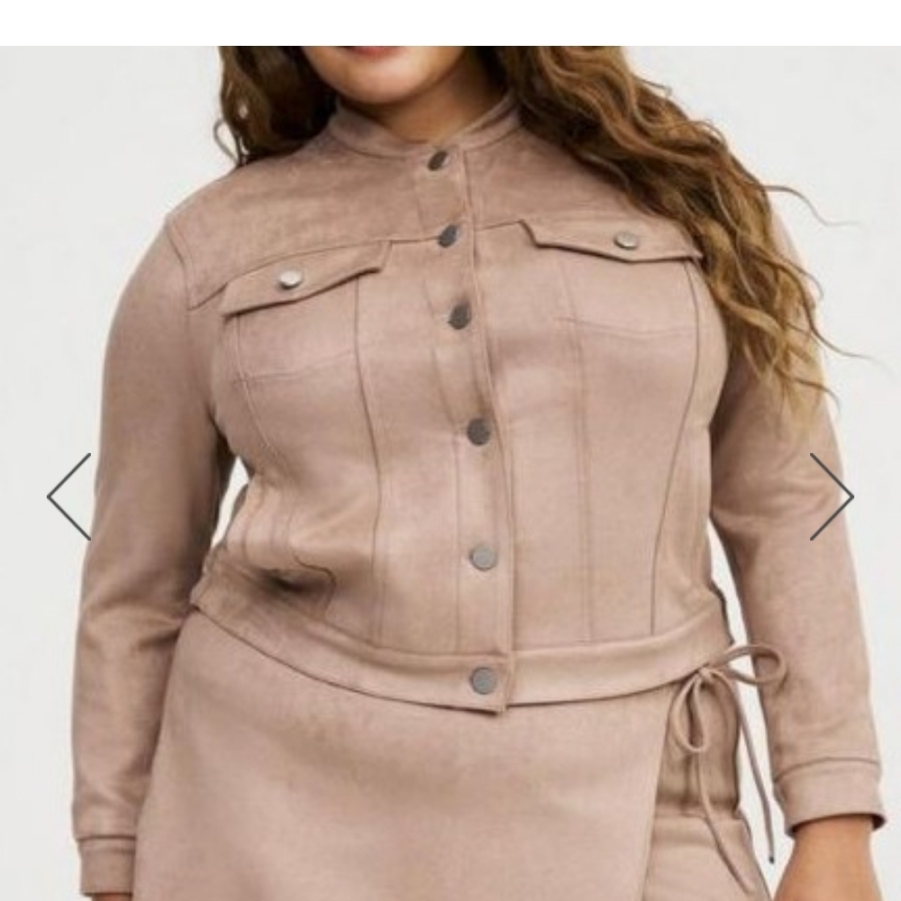 Torrid blush Suede-Look Button Front Jean Jacket